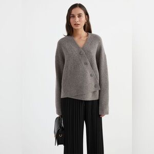 & Other Stories asymmetrical wool cardigan sweater size small
